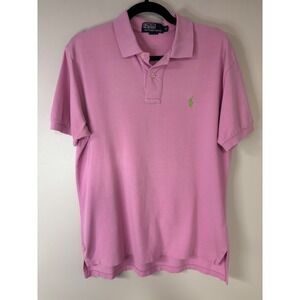 Polo Ralph Lauren Mens Pink Polo Shirt Short Sleeve Classic Fit Cotton Casual M